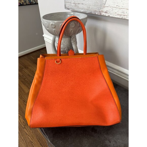 Fendi 2Jours In Medium and Smooth Orange Saffiano Leather Satchel - Picture 1 of 14